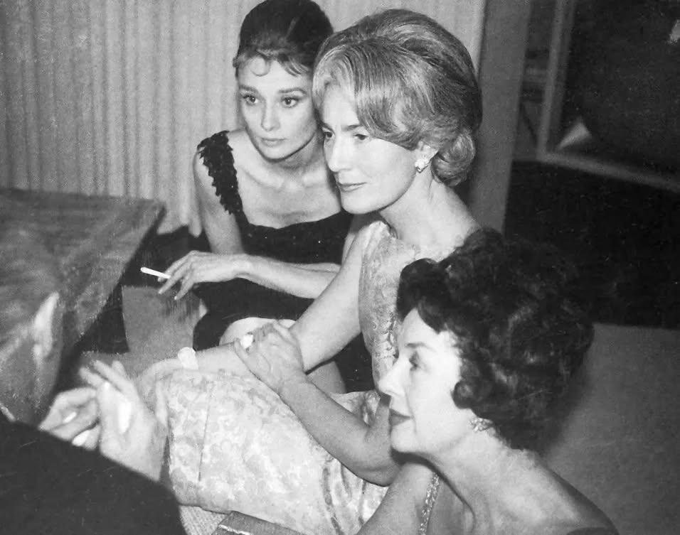 Audrey with Connie Wald and Rosalind Russell.